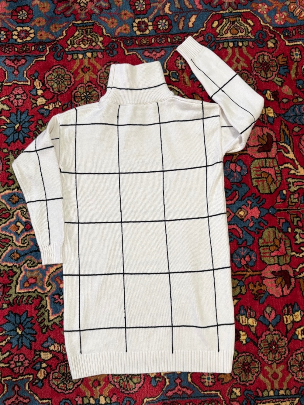 Mod-tastic Chicwish Black White Windowpane Turtleneck Sweater Dress